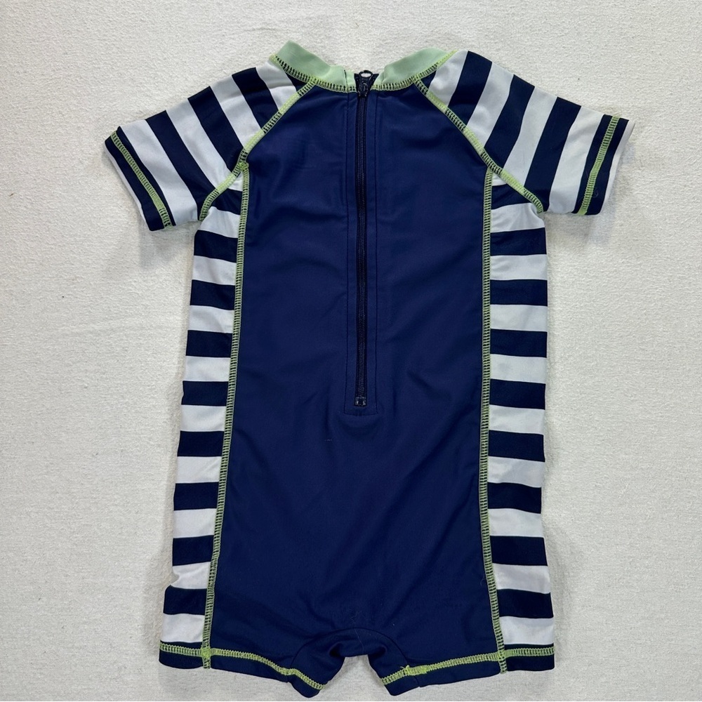 GAP Kids Navy and White One Piece Striped Rash guard Sz 12-18M - Picture 3 of 6